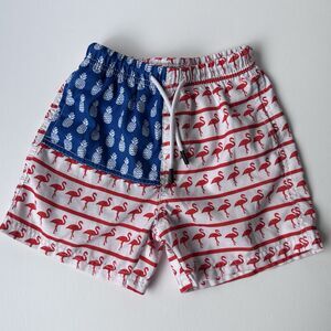 Maamgic Boys Flamingo Pineapple Swim Trunks Shorts Size 7 Patriotic